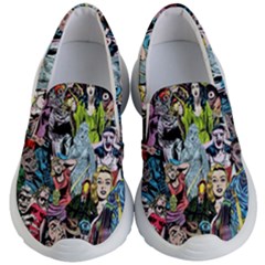 Vintage Horror Collage Pattern Kids Lightweight Slip Ons by Ket1n9