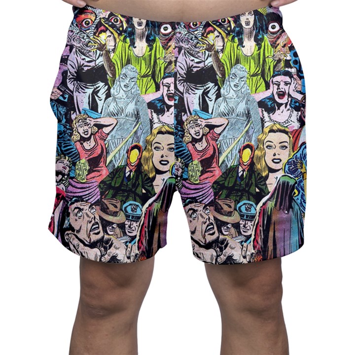 Vintage Horror Collage Pattern Men s Shorts