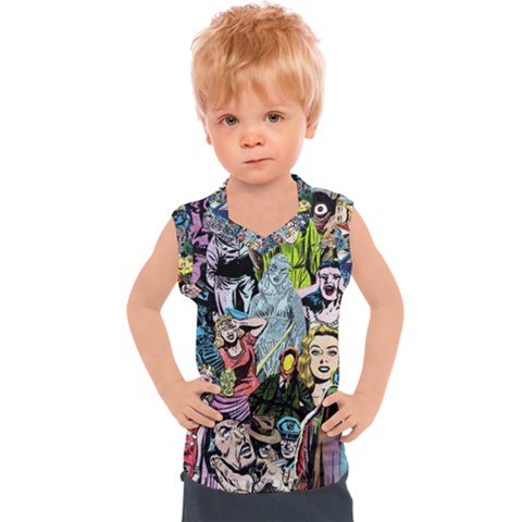 Vintage Horror Collage Pattern Kids  Sport Tank Top by Ket1n9