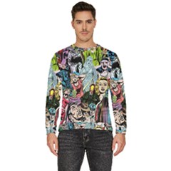 Vintage Horror Collage Pattern Men s Fleece Sweatshirt by Ket1n9