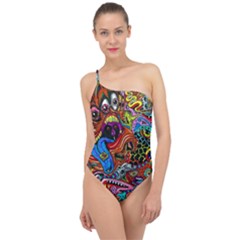 Art Color Dark Detail Monsters Psychedelic Classic One Shoulder Swimsuit by Ket1n9