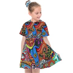 Art Color Dark Detail Monsters Psychedelic Kids  Sailor Dress by Ket1n9