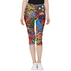 Art Color Dark Detail Monsters Psychedelic Inside Out Lightweight Velour Capri Leggings  by Ket1n9