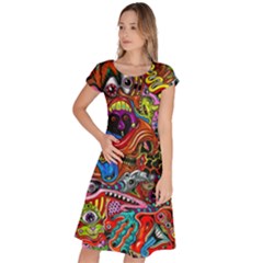 Art Color Dark Detail Monsters Psychedelic Classic Short Sleeve Dress by Ket1n9