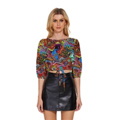 Art Color Dark Detail Monsters Psychedelic Mid Sleeve Drawstring Hem Top by Ket1n9