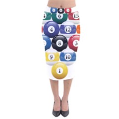 Racked Billiard Pool Balls Velvet Midi Pencil Skirt by Ket1n9