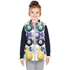 Racked Billiard Pool Balls Kids  Hooded Puffer Vest by Ket1n9