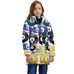 Racked Billiard Pool Balls Kids  Hooded Longline Puffer Jacket by Ket1n9