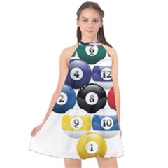 Racked Billiard Pool Balls Halter Neckline Chiffon Dress  by Ket1n9