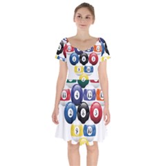 Racked Billiard Pool Balls Short Sleeve Bardot Dress by Ket1n9