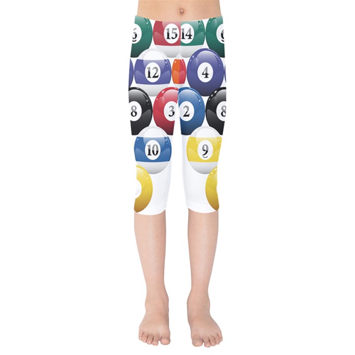 Racked Billiard Pool Balls Kids  Capri Leggings 