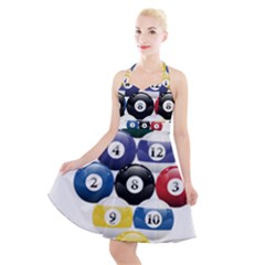 Racked Billiard Pool Balls Halter Party Swing Dress  by Ket1n9