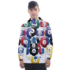 Racked Billiard Pool Balls Men s Front Pocket Pullover Windbreaker by Ket1n9