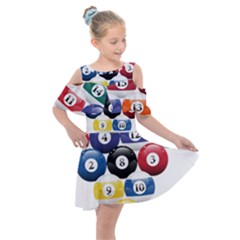 Racked Billiard Pool Balls Kids  Shoulder Cutout Chiffon Dress by Ket1n9