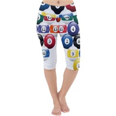 Racked Billiard Pool Balls Lightweight Velour Cropped Yoga Leggings by Ket1n9