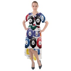 Racked Billiard Pool Balls Front Wrap High Low Dress by Ket1n9