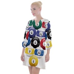 Racked Billiard Pool Balls Open Neck Shift Dress by Ket1n9