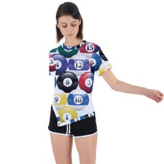 Racked Billiard Pool Balls Asymmetrical Short Sleeve Sports T-shirt by Ket1n9