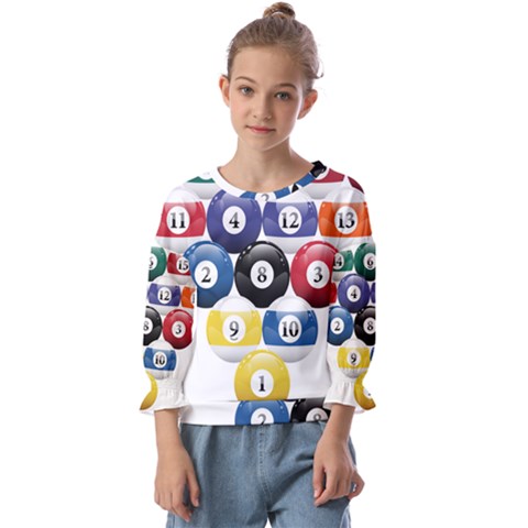 Racked Billiard Pool Balls Kids  Cuff Sleeve Top by Ket1n9