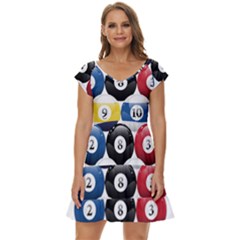 Racked Billiard Pool Balls Short Sleeve Tiered Mini Dress by Ket1n9