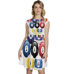 Racked Billiard Pool Balls Cap Sleeve High Waist Dress