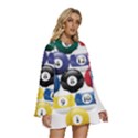 Racked Billiard Pool Balls Round Neck Long Sleeve Bohemian Style Chiffon Mini Dress View3