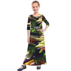 Bright Peppers Kids  Quarter Sleeve Maxi Dress by Ket1n9