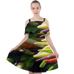 Bright Peppers Cut Out Shoulders Chiffon Dress by Ket1n9