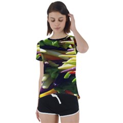 Bright Peppers Short Sleeve Open Back T-shirt by Ket1n9