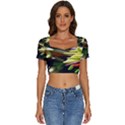 Bright Peppers Short Sleeve Square Neckline Crop Top  View1