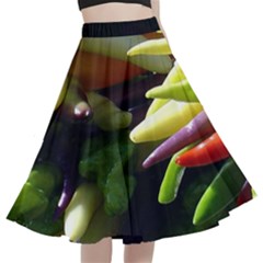 Bright Peppers A-line Full Circle Midi Skirt With Pocket by Ket1n9