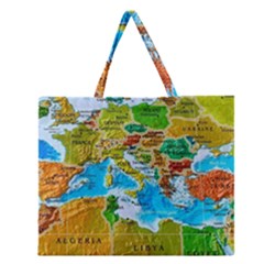 World Map Zipper Large Tote Bag by Ket1n9