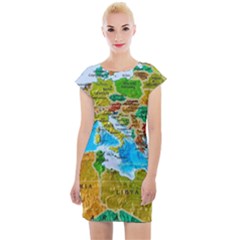 World Map Cap Sleeve Bodycon Dress by Ket1n9