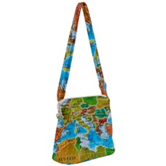 World Map Zipper Messenger Bag by Ket1n9