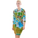 World Map Quarter Sleeve Hood Bodycon Dress View1