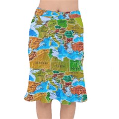 World Map Short Mermaid Skirt