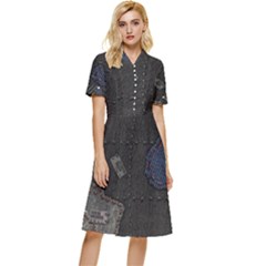 World Map Button Top Knee Length Dress by Ket1n9