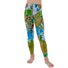 World Map Kids  Lightweight Velour Leggings by Ket1n9