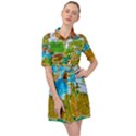 World Map Belted Shirt Dress View1