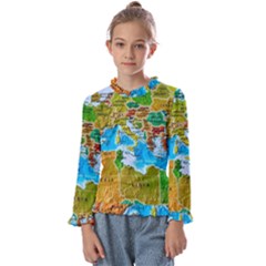 World Map Kids  Frill Detail T-shirt