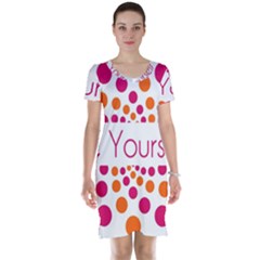 Be Yourself Pink Orange Dots Circular Short Sleeve Nightdress by Ket1n9