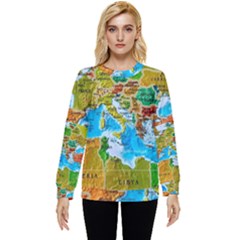 World Map Hidden Pocket Sweatshirt by Ket1n9