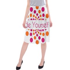 Be Yourself Pink Orange Dots Circular Midi Beach Skirt by Ket1n9