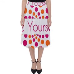 Be Yourself Pink Orange Dots Circular Classic Midi Skirt by Ket1n9