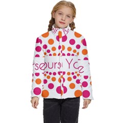 Be Yourself Pink Orange Dots Circular Kids  Puffer Bubble Jacket Coat by Ket1n9