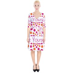 Be Yourself Pink Orange Dots Circular Wrap Up Cocktail Dress by Ket1n9