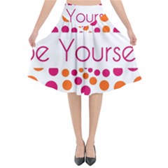 Be Yourself Pink Orange Dots Circular Flared Midi Skirt by Ket1n9