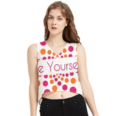 Be Yourself Pink Orange Dots Circular V-neck Cropped Tank Top by Ket1n9