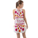 Be Yourself Pink Orange Dots Circular Halter Tie Back Chiffon Dress View2