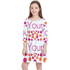 Be Yourself Pink Orange Dots Circular Kids  Quarter Sleeve Skater Dress by Ket1n9